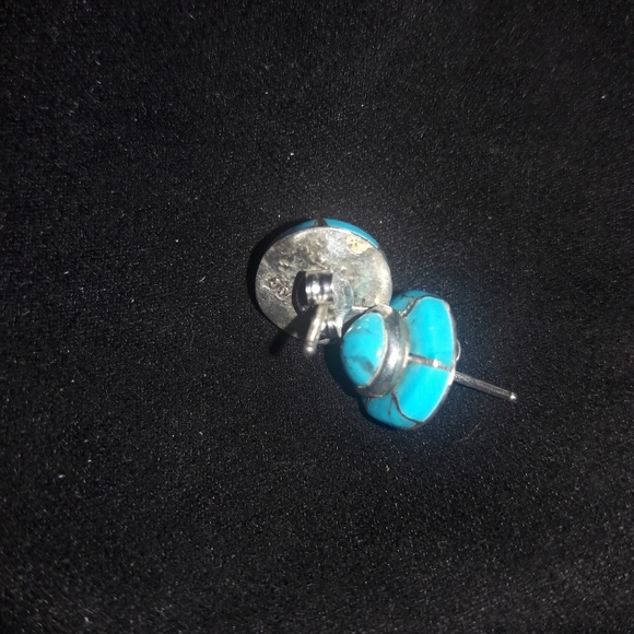 Vintage Navajo Peyote Button Turquoise Earrings - Picture 3 of 6